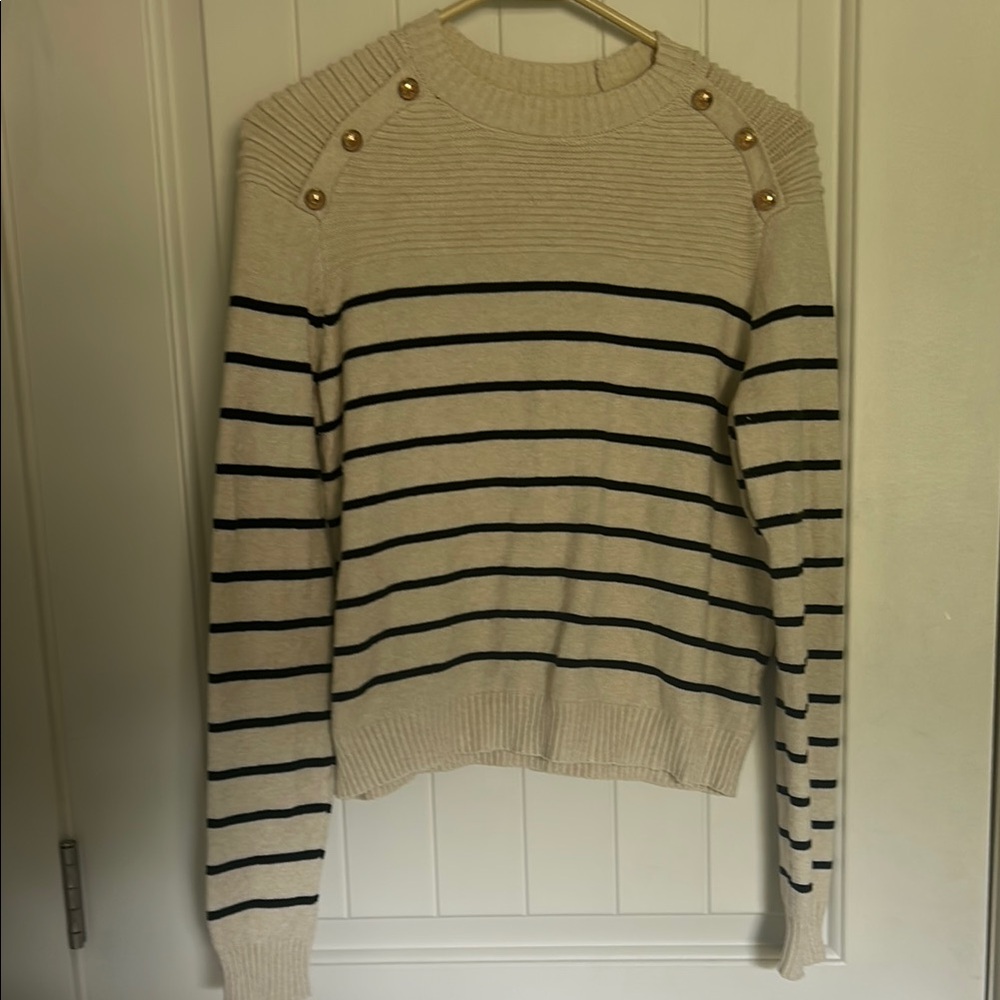 SHEIN Cream and Black Crew Neck Sweater